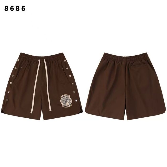Badge Embroidery Buttoned Woven Workwear Shirt & Shorts Set 6 colors 29077774