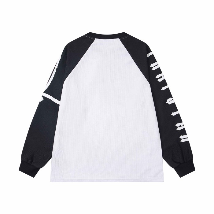 Oversized High Street Black and White Graffiti Print Raglan Long Sleeve T-Shirt 2 colors 29077612