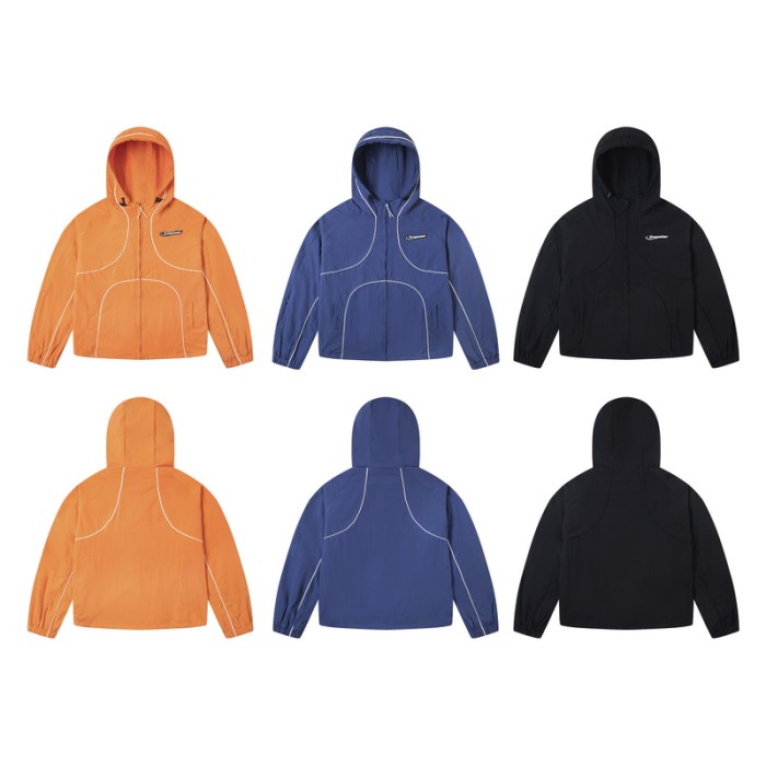 Lightweight Nylon Windbreaker with Reflective Piping & Elastic Cuffs Jacket 29077486