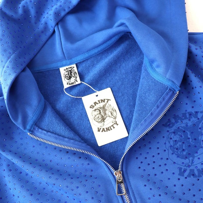 Lion Pattern All-over Rhinestone Print Zip Up Hoodie & Shorts Set 4 colors 29077777