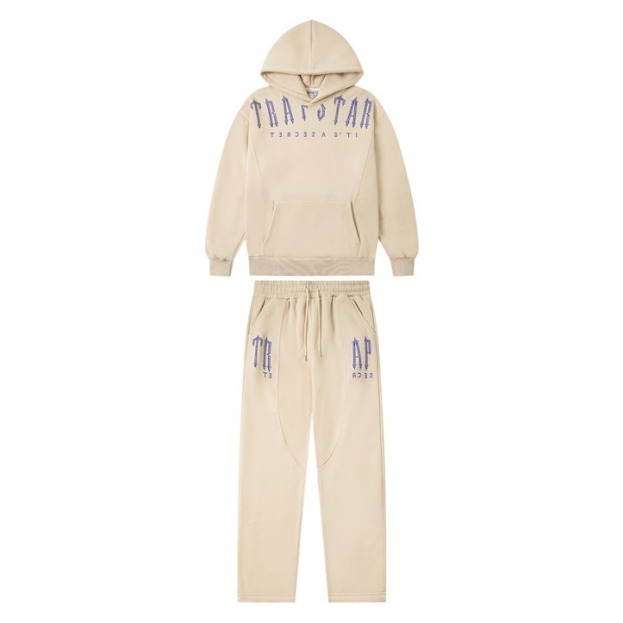 American Street Style Hot Drill Letter Print Spliced Fleece Lined Hoodie & Pants Set 2 colors 29077493