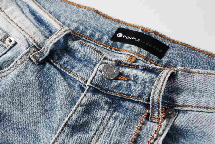 1:1 quality version Ice Blue Sequin Spliced Ripped Jeans 29080464