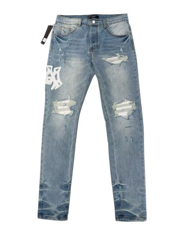 1:1 quality version White Paw Embroidery Ripped Jeans 29080648