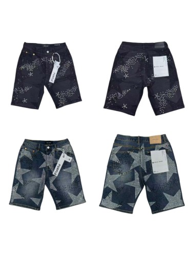 1:1 quality version Snowflake Star Full Diamond Denim Shorts 2 colors 29080455