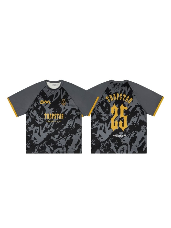 Loose High Street Grey And Black Graffiti Camo Print Raglan Sleeve T-Shirt 29080220