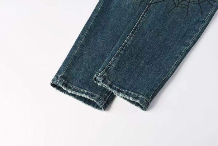 1:1 quality version Dark Spider Web Graffiti Vintage Ripped Jeans 29080456