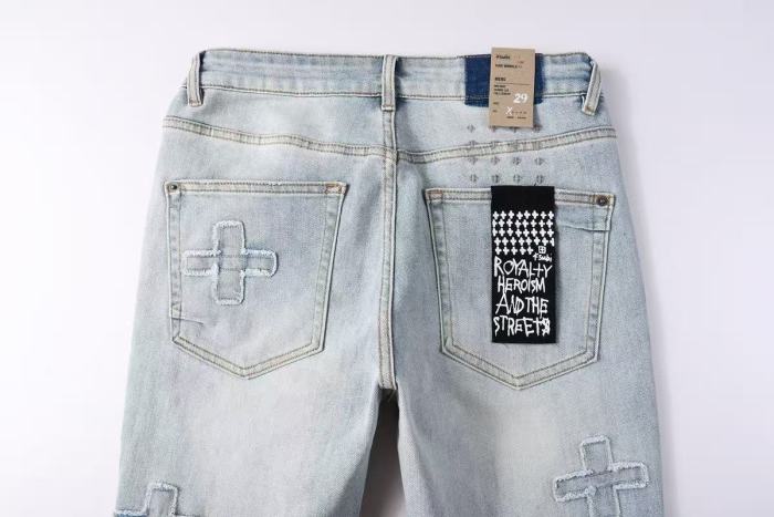 1:1 quality version Cross Bandage Embroidery Ripped Jeans 29080461