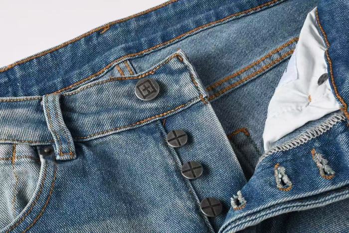1:1 quality version Retro Blue Ink Splash Washed Ripped Jeans 29080457