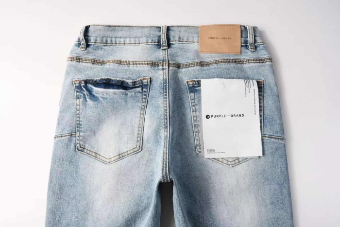 1:1 quality version Ice Blue Sequin Spliced Ripped Jeans 29080464