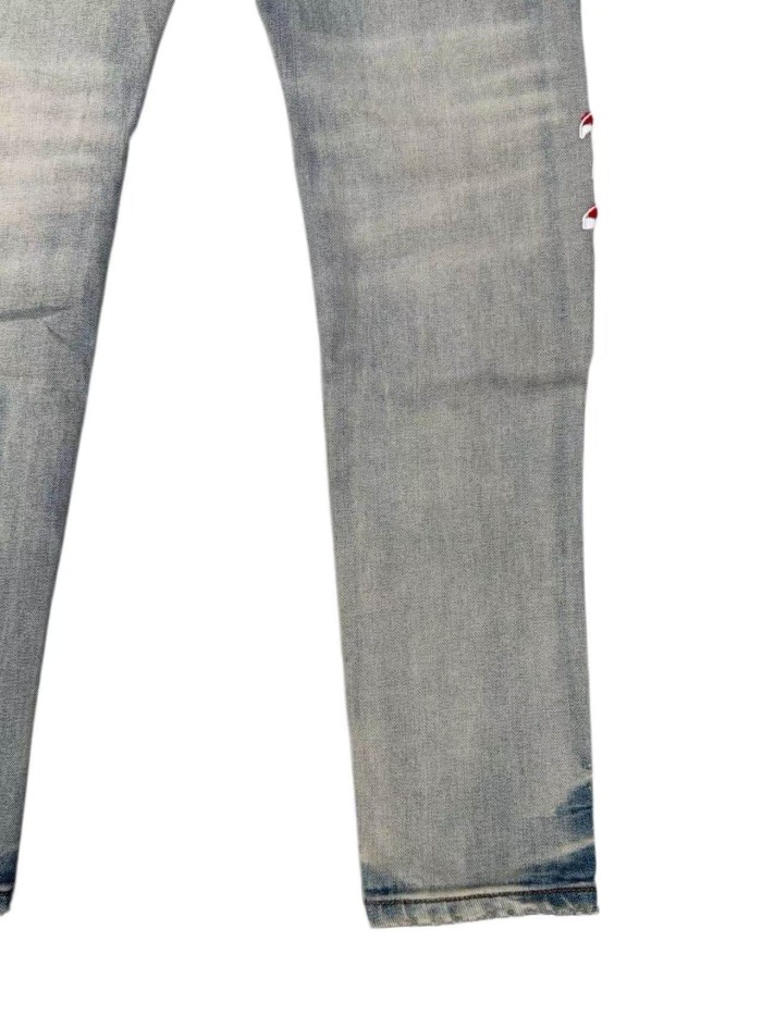 1:1 quality version Colorful Preppy Letter Slogan Embroidery Jeans 29080650