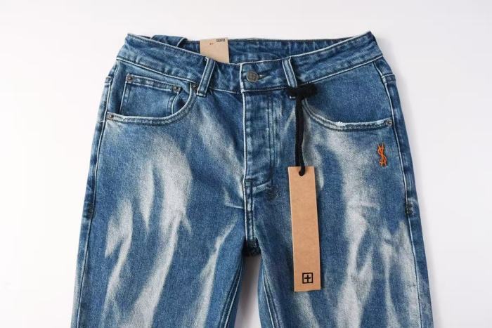 1:1 quality version Blue Flame Water Wave Ripped Jeans 29080460