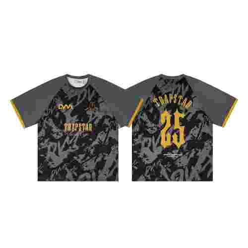 Loose High Street Grey And Black Graffiti Camo Print Raglan Sleeve T-Shirt 29080220
