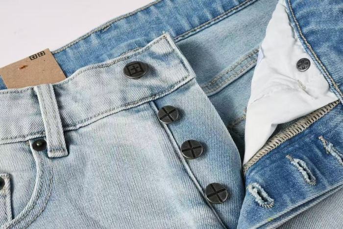1:1 quality version One-sided Logo Print Tight Stitching Denim Shorts 29080453
