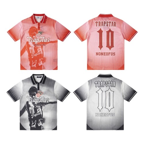 Oversized American Street Style Halftone Portrait Printed Polo Jersey T-Shirt 2 colors 29080780