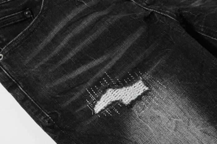 1:1 quality version Retro Cat Whisker Logo Faded Ripped Jeans 29080458