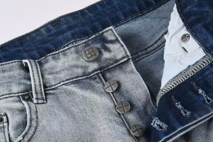 1:1 quality version Grey Logo Print Torn Ripped Jeans 29080459