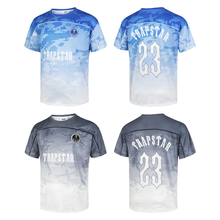 Oversized Inspired Blue Gradient Camo Number 23 Graphic Jersey T-Shirt 2 colors 29080207