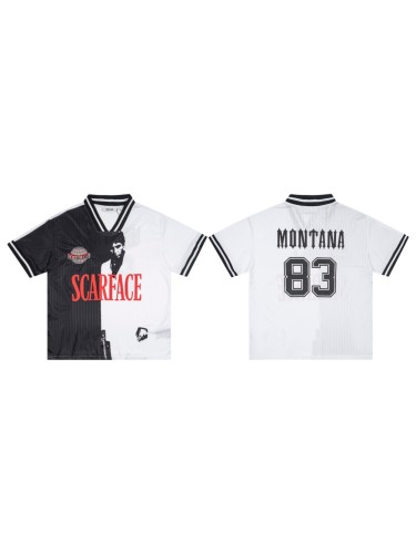 Urban Streetwear Montana 83 Printed V-Neck Sports Jersey T-Shirt 29080605
