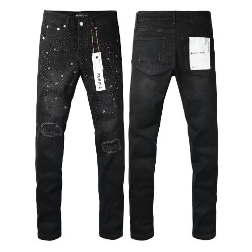 1:1 quality version Knee Ripped Half Rhinestone P Jeans 29080465