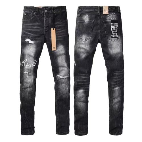 1:1 quality version Retro Cat Whisker Logo Faded Ripped Jeans 29080458