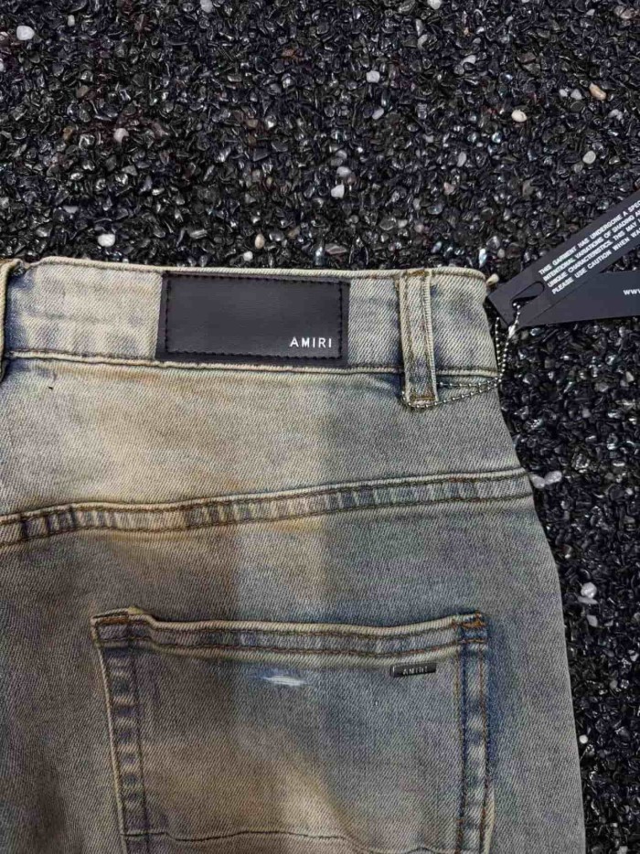 1:1 quality version Beaded Hem Mud Dyed Flared Ripped Jeans 29080655