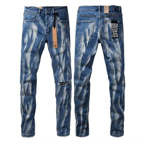 1:1 quality version Blue Flame Water Wave Ripped Jeans 29080460