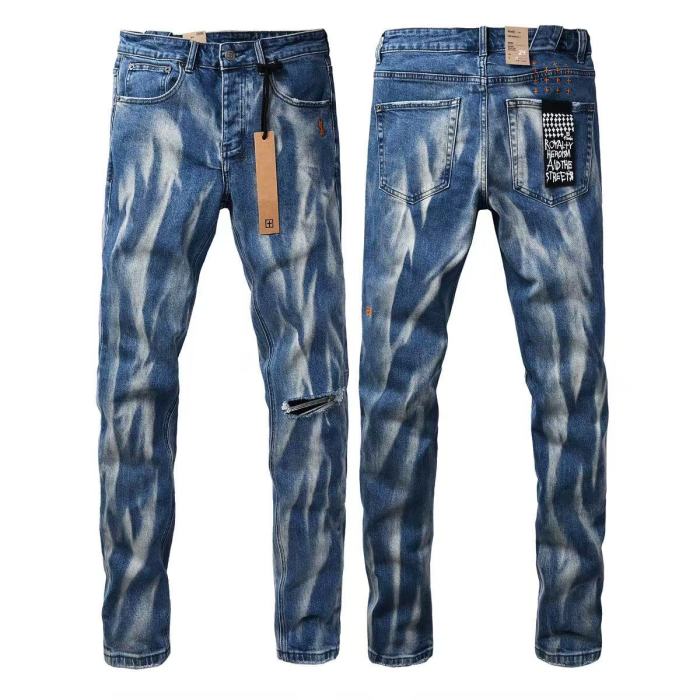 1:1 quality version Blue Flame Water Wave Ripped Jeans 29080460