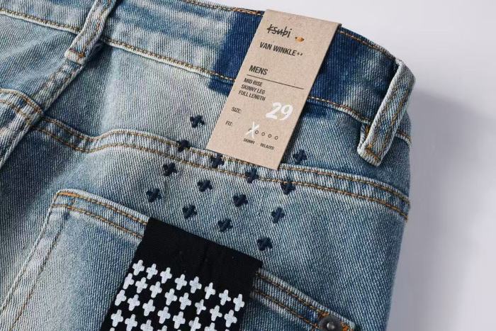 1:1 quality version Retro Blue Ink Splash Washed Ripped Jeans 29080457