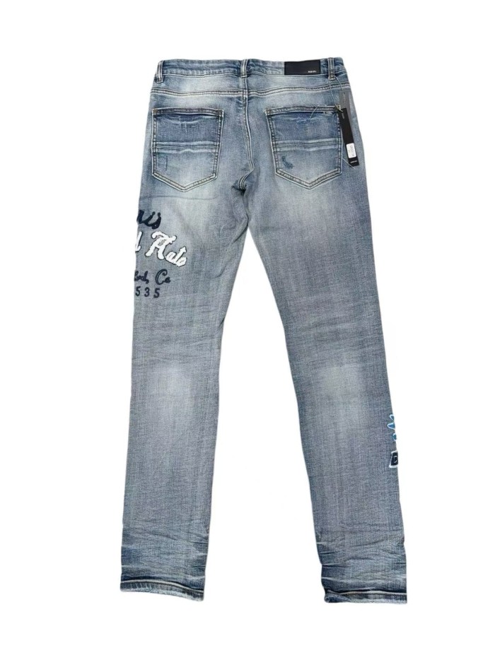 1:1 quality version Hollywood Slogan Pegasus Badge Embroidery Jeans 29080652