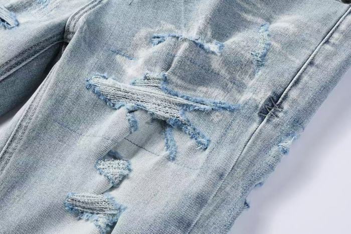 1:1 quality version Heavy Abraded Tight Ripped Jeans 29080463