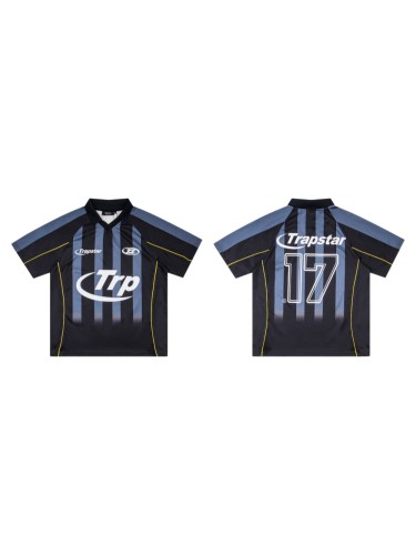 Urban Streetwear Black And Blue Stripe Gradient 17 Number Printed Jersey T-Shirt 29080810
