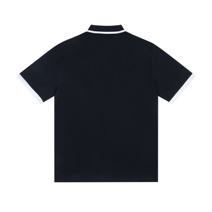 American Street Style Black Contrast Trim Embroidered Logo Polo Shirt 2 colors 29080230