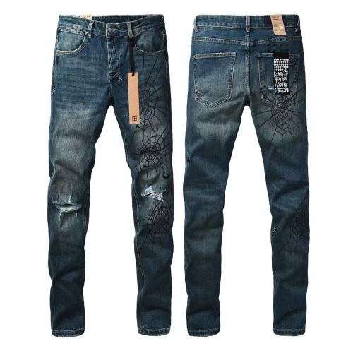 1:1 quality version Dark Spider Web Graffiti Vintage Ripped Jeans 29080456