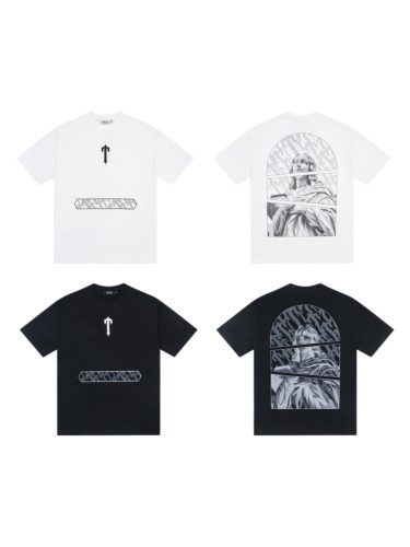 Oversized Edgy Streetwear Gothic Logo And Fragmented Art Print T-Shirt 2 colors 29080015