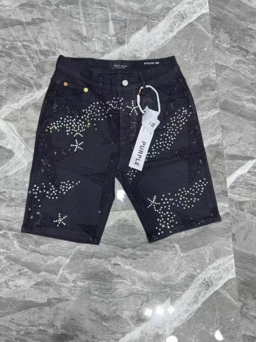 1:1 quality version Snowflake Star Full Diamond Denim Shorts 2 colors 29080455