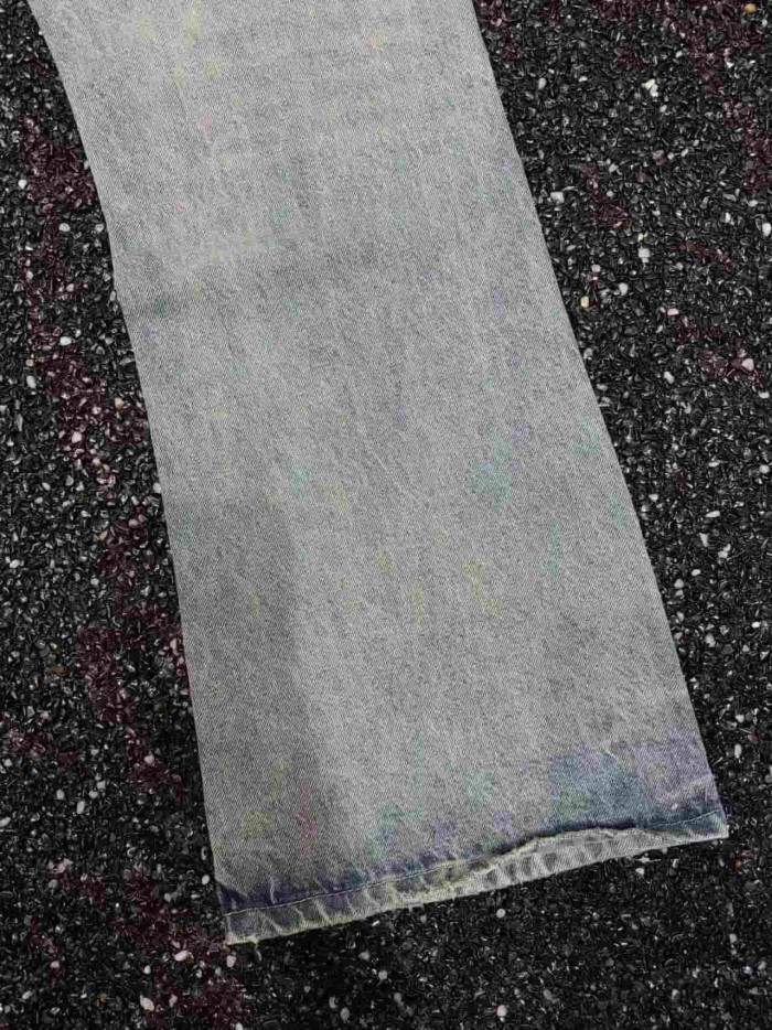 1:1 quality version Classic Stitched Ripped Washed Flared Jeans 29080665