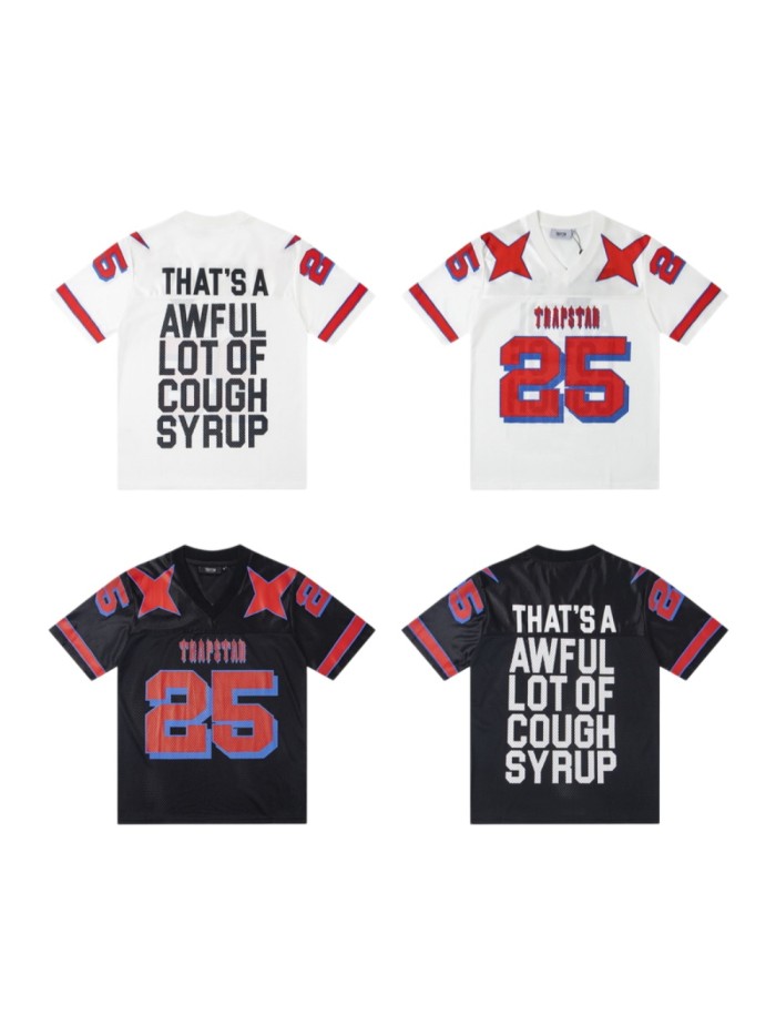 Oversized Urban Streetwear Star Motif Letter And Number Printed Mesh Jersey T-Shirt 2 colors 29080799