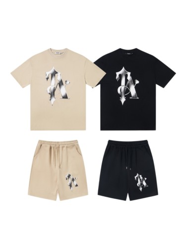 American Trend Niche Foam Letter Heavyweight Tee & Shorts Set 2 colors 29080398