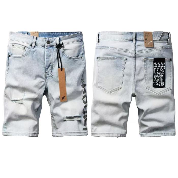 1:1 quality version One-sided Logo Print Tight Stitching Denim Shorts 29080453