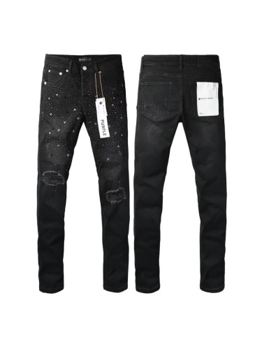 1:1 quality version Knee Ripped Half Rhinestone P Jeans 29080465