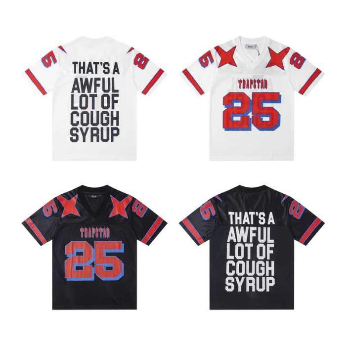 Oversized Urban Streetwear Star Motif Letter And Number Printed Mesh Jersey T-Shirt 2 colors 29080799
