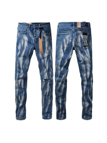 1:1 quality version Blue Flame Water Wave Ripped Jeans 29080460