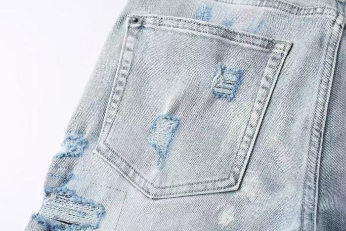 1:1 quality version Heavy Abraded Tight Ripped Jeans 29080463