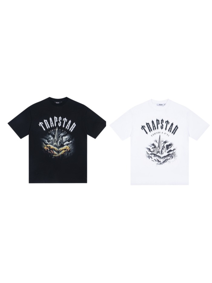Relaxed Fit Urban Streetwear Gothic Letter And Cityscape Print T-Shirt 2 colors 29080243