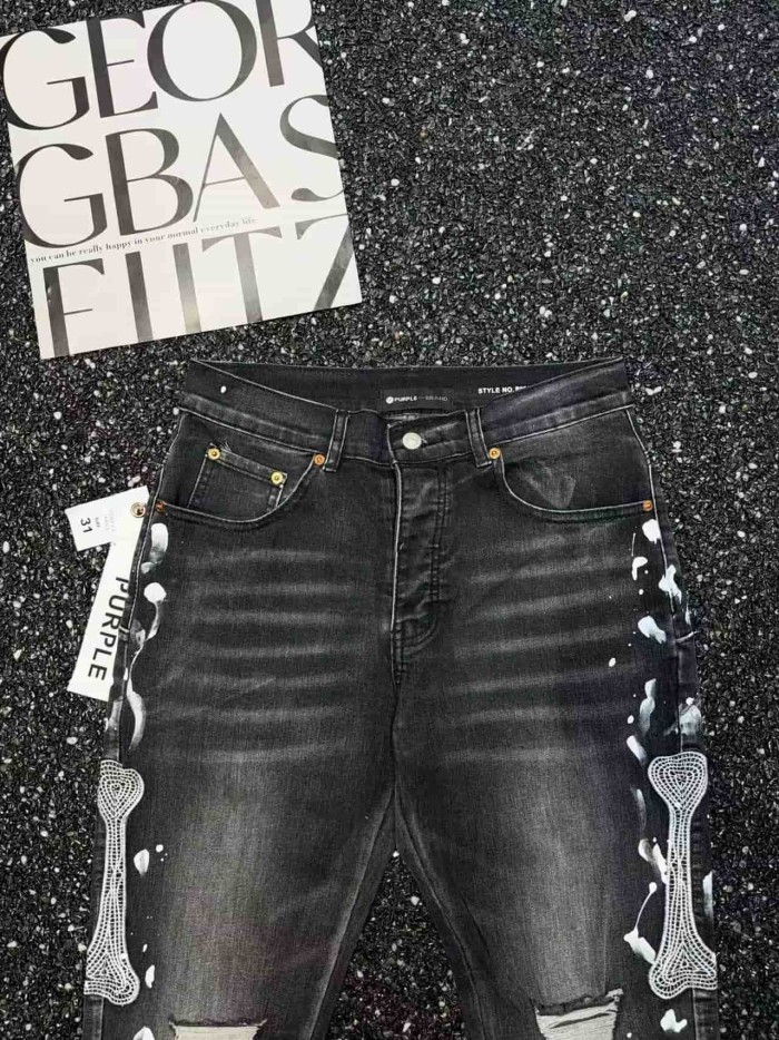 1:1 quality version Side Bone Fishnet Embroidery Ripped Flared Jeans 29080663