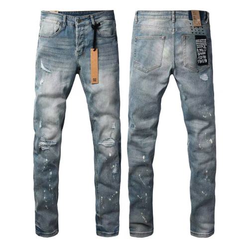 1:1 quality version Retro Blue Ink Splash Washed Ripped Jeans 29080457