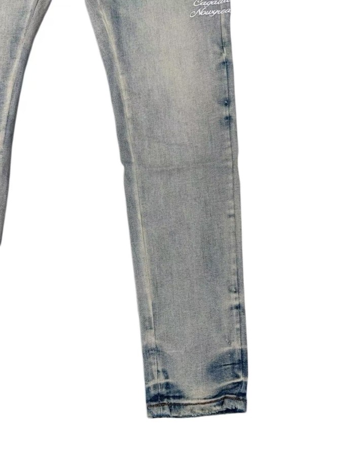 1:1 quality version Colorful Preppy Letter Slogan Embroidery Jeans 29080650