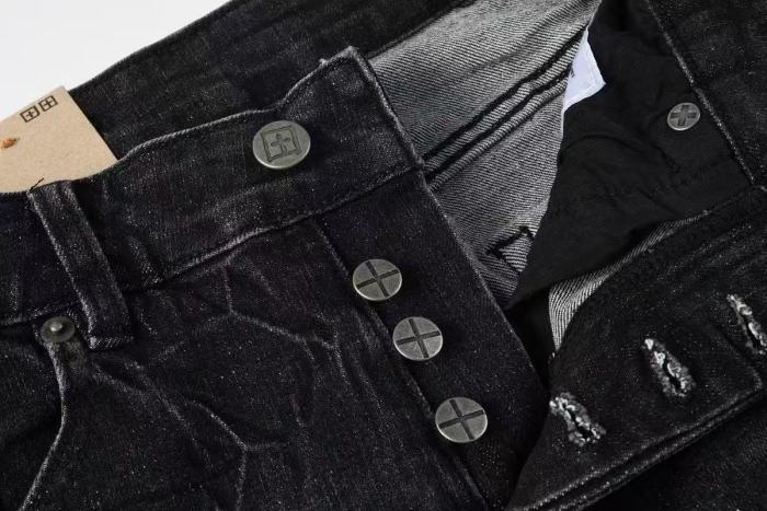 1:1 quality version Retro Cat Whisker Logo Faded Ripped Jeans 29080458