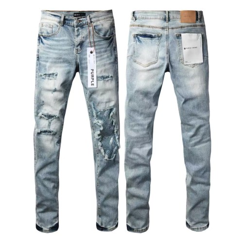 1:1 quality version Ice Blue Sequin Spliced Ripped Jeans 29080464