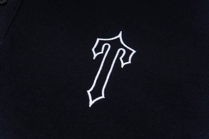 American Street Style Black Contrast Trim Embroidered Logo Polo Shirt 2 colors 29080230